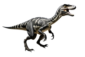 Obraz premium Full body dinosaur isolated against a white background, high-resolution stock photography, showcasing muscle definition, contrast highlighted against pure white, emphasis on dinosaur texture