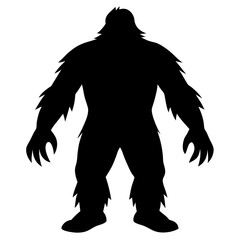 bigfoot sasquatch yeti silhouette vector black 