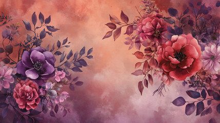 Fototapeta na wymiar Eleganckie kwiaty przedstawione w delikatnym stylu akwarelowym, tworzą luksusowe elementy botaniczne, które idealnie nadają się na tło.