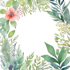 Watercolor botanical background frame