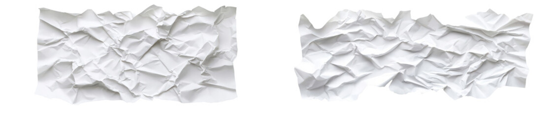 Obraz premium Set of 2 Crumpled white paper texture isolate on transparent background, cutout, png