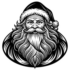 santa claus head christmas vector illustration black silhouette