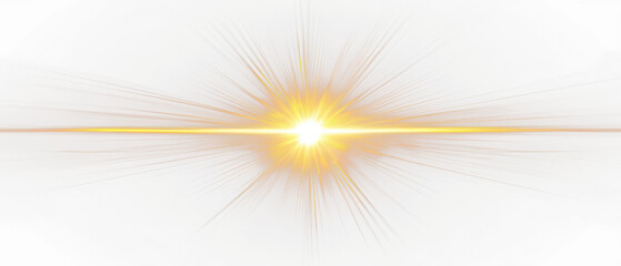 Stunning light burst with radiant golden rays illuminating the darkness isolate on transparent background, cutout, png, horizontal