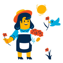 Florist with bouquet of flowers