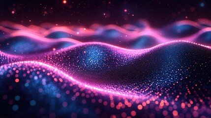 abstract backgroun with pink blue glowing neon lines an bokeh lights data transfer concept digital wallpaper