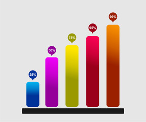 Colorful Bars Infographic vector Bar Chart Showing Growth Growth And Growth