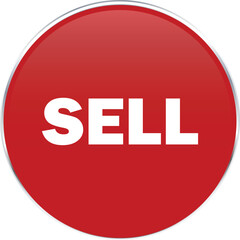 Sell Button in Red with silver, sell icon in Red, Trading Button Icon, Stock market template, Trading template