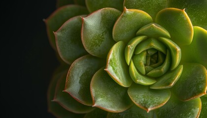 Succulent cactus green desert flower plant closeup macro dark background
