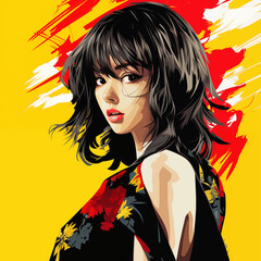 Naklejka premium 美しい女性モデル（アジア、日本、韓国、アニメ、漫画）
