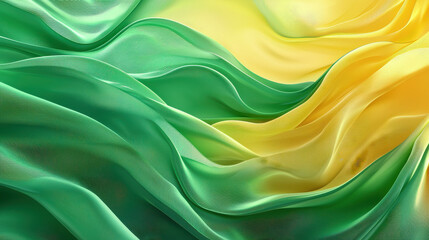 Obraz premium Luxurious silky fabric in flowing green and yellow hues, creating smooth wave patterns that evoke a sense of elegance and tranquility, perfect for sophisticated themes.