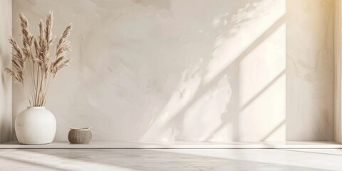 Create a minimalist background with soft, neutral colors like beige, light gray, and white. The design should feature subtle gradients and smooth textures, creating a calm and serene atmosphere