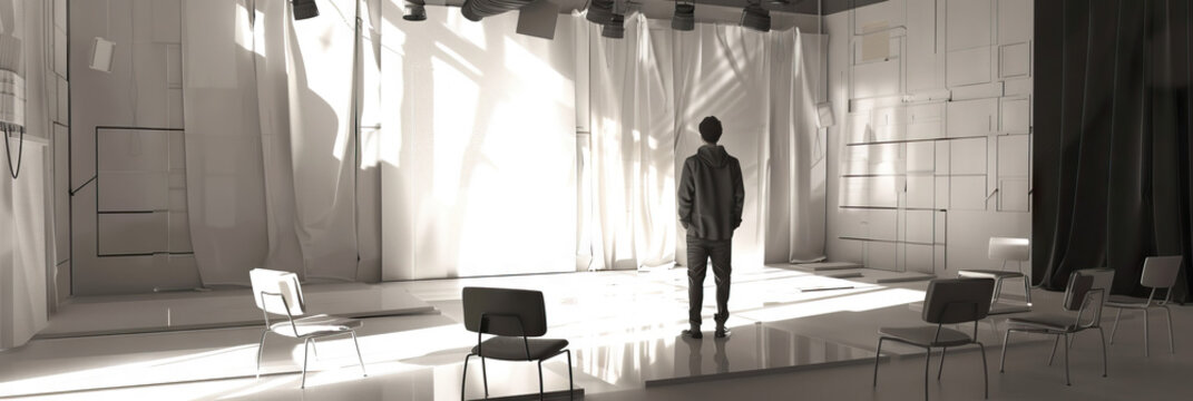 The Actor's Journey: A Method acting coach, guiding an actor through intense emotional exercises in a barebones rehearsal room.