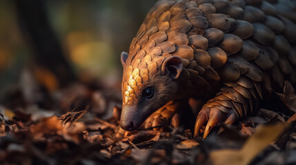Obraz premium Majestic Pangolin in Natural Forest Habitat - Wildlife Conservation Photo