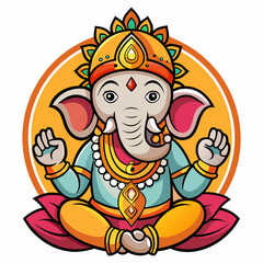 Ganesha cute graphic icon design