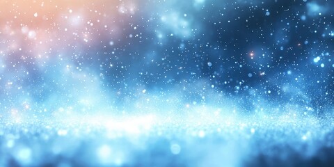 Obraz premium Ethereal Dreamy Blue and Orange Hazy Winter Snowfall Background