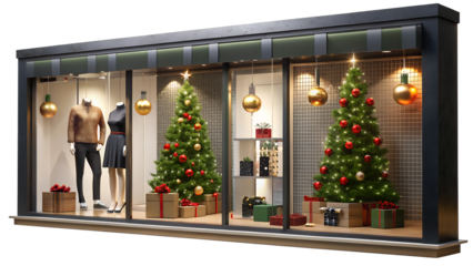 Christmas retail window display transparent