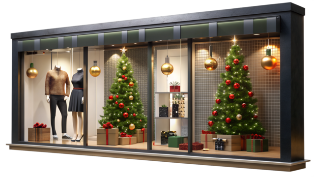 Christmas retail window display transparent