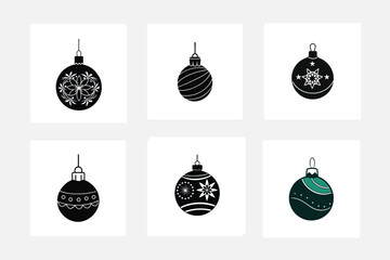 Christmas bauble ornaments silhouette vector