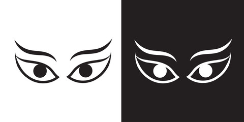 Eyes icon, vector, silhouette. Maa Durga ,Three Eyes vector,  Eyesight symbol. Goddess eyes vector illustration.