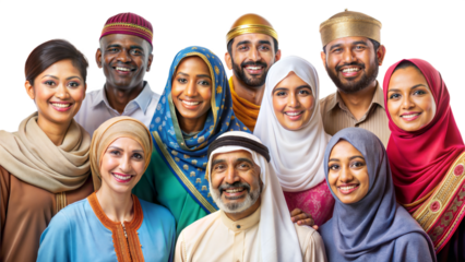 Group celebrating diverse cultures together transparent