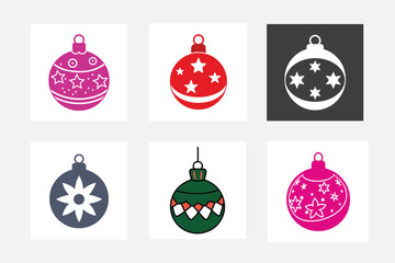Christmas bauble ornaments silhouette vector 