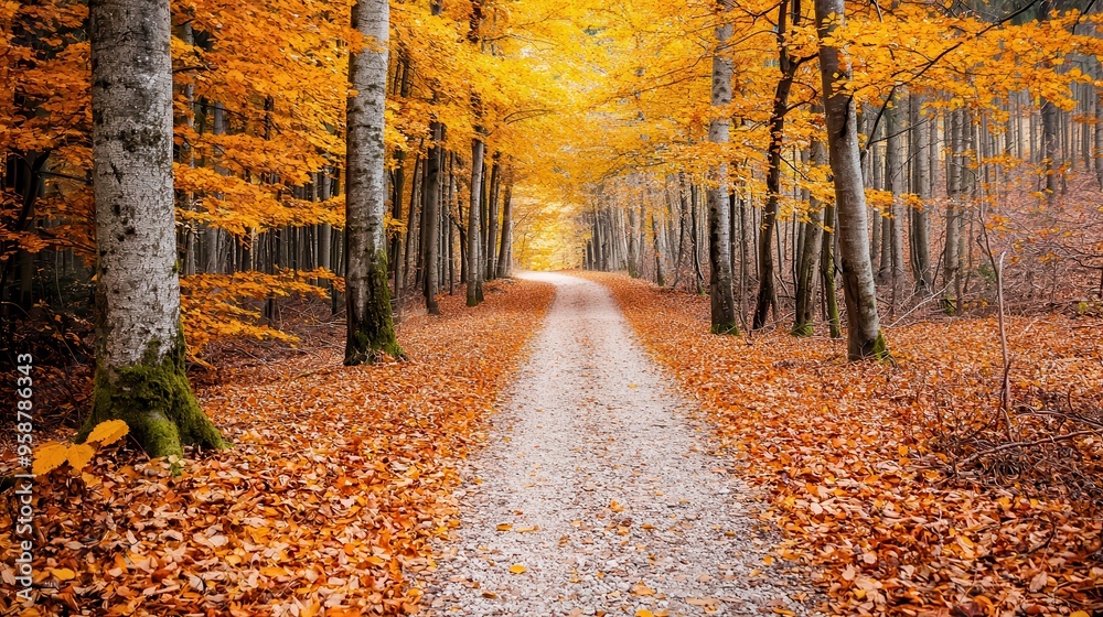 Canvas Prints Path through Autumn Forest.