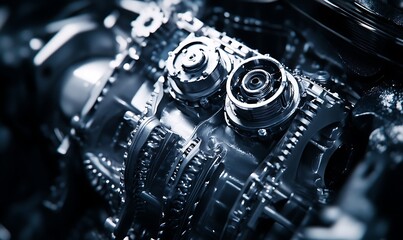 Fototapeta premium Close-up of an Automotive Engine's Internal Components