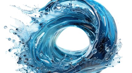 Fototapeta premium circle Swirl of blue water. Rounded splash of blue water isolated on white background