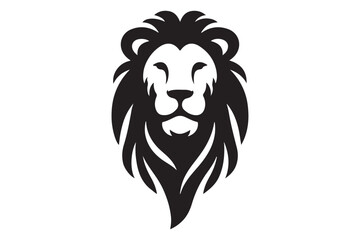 Black Silhouette of a Lion Minimalist Vector Art