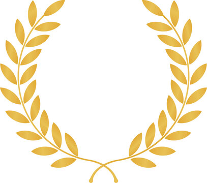 Golden Laurel Leaves, Golden rank, Golden circular laurel foliate, Laurel Leave, Gold laurel wreath