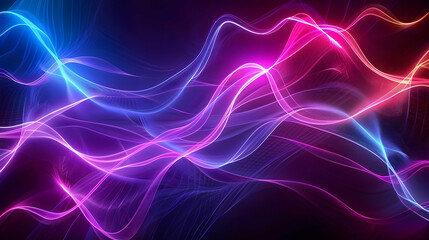 Fototapeta premium wallpaper design artwork of neon lighting colors, waves style, ai generated image