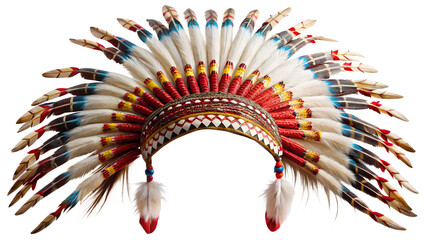 Native American colorful feather headdress transparent