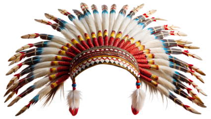Native American colorful feather headdress transparent