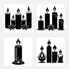 Christmas candles silhouette vector illustration