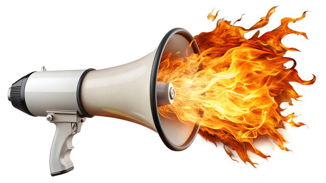 Flaming megaphone makes bold announcement transparent