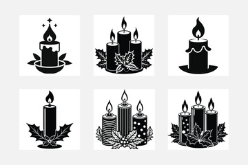 Christmas candles silhouette vector illustration