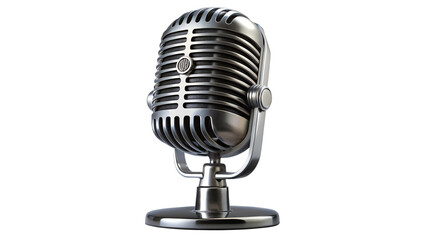 Classic retro microphone on a stand in a studio transparent