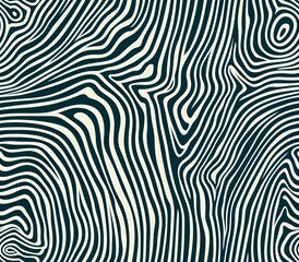 Abstract black and white wavy pattern resembling topographic lines or a maze-like design. Perfect for use as a seamless background, modern decor, or textile designs.