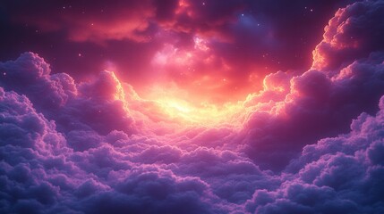 Fototapeta premium abstract stormy clou glowing from inside with bright pink blue light neon background