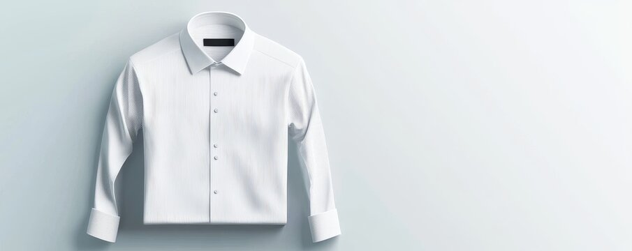 Crisp white dress shirt, formal wear, classic fashion style, 3D illustration