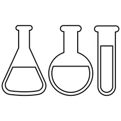 chemical test tube outline icon illustration 