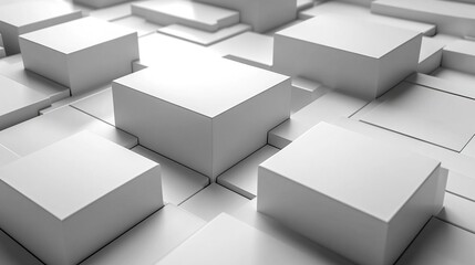 abstract white geometric backgroun minimal flat lay twiste deck of square blank cards with rounde corners