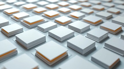 abstract white geometric backgroun minimal flat lay twiste deck of square blank cards with rounde corners