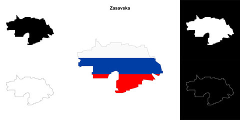Fototapeta premium Zasavska region outline map set