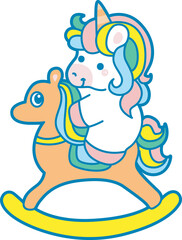 Illustration of cute unicorn activities icon.
Funny rainbow unicorn daily routine stickers.
