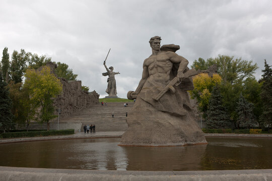 Russia Volgograd Mamayev Kurgan on a cloudy summer day