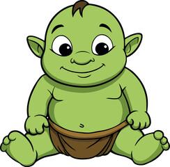 Relaxed Baby Ogre with a Gentle Smile