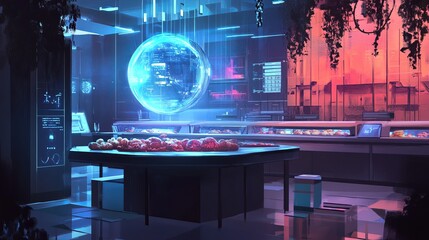 Obraz premium futuristic food bank background concept