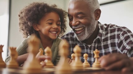 Joyful Chess Moments Between Grandparent and Grandchild
