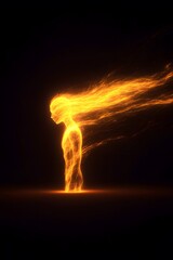 Surrealism dark spaces, human shaped flames